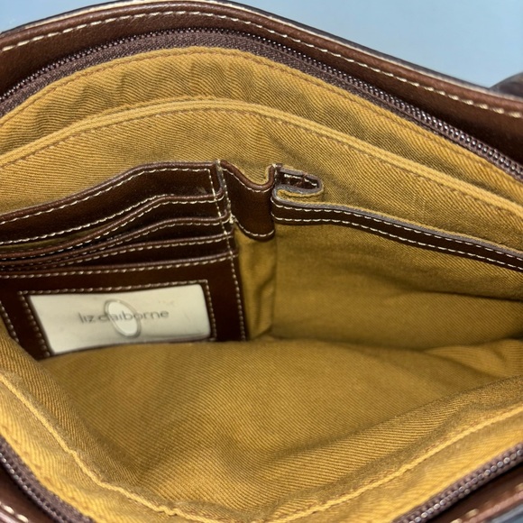 Liz Claiborne Vintage Ladies Brown Handbag 10" W x 7" H x 3" D Lots of Pockets - Picture 12 of 16